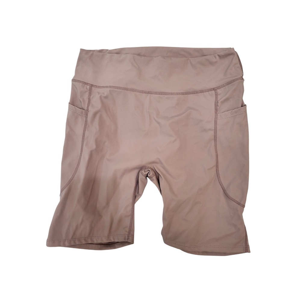 Sports Wear Womens Mauve Pink High Waisted Biker Shorts with Pockets Size XL